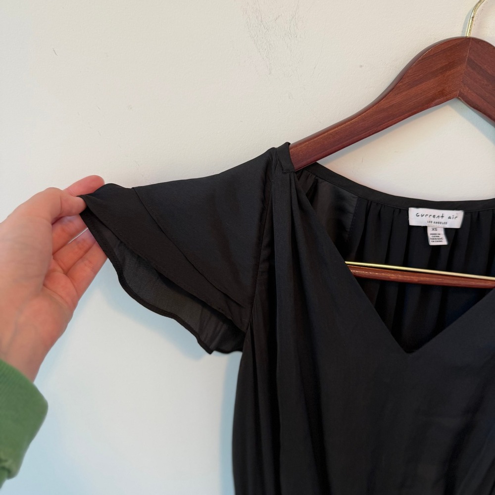 Current Air Los Angeles Zoey Pleated Skirt Mini Dress Ecru Black Size XS - Picture 6 of 9
